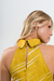 547 Vestido de seda estampada cuello americano abotonado atras - tienda online