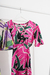 593/2 Vestido de seda texturada estampada con manga y recortes - comprar online