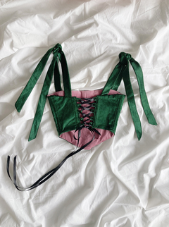 Corset CISNE ❤ Velvet verde (edición única, reversible, talle 1)