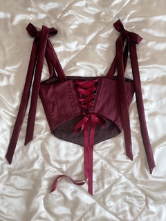 Corset CISNE ♡ Cotton satén Cherry (reversible) en internet