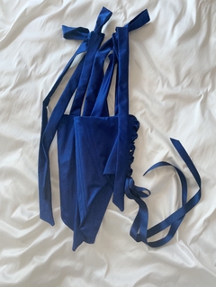 Corset CISNE ♡ Cotton satén Azul (reversible) - comprar online