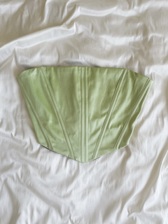 Corset CISNE ♡ Cotton satén Pistacho (reversible, talle 2)