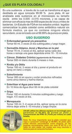 Plata Coloidal 500ml 10ppm 99.99% De Pureza Ultraki en internet