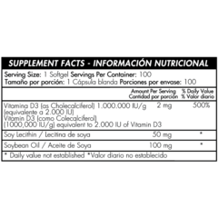Vitamina D3 2000 IU 100 Softgels Healthy America - comprar online