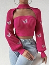 PREVENTA CONJUNTO SWEATER (TOP + MANGUITAS) BUTTERFLY IMPORTADO FUCSIA