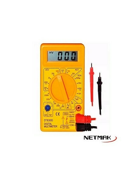 TESTER ELECTRONICO DIGITAL MULTIMETRO MEDIDOR DE VOLTAJE A PILAS NETMAK NM-830