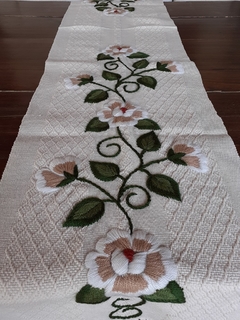 Camino tejido en telar de algodón y bordado a mano 180x35 cm - tienda online