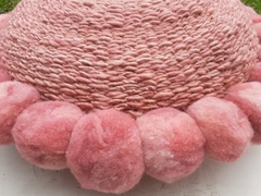 Almohadón redondo con pompones 30 cm - colores neutros - comprar online