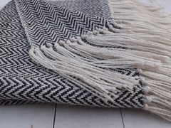 Manta de lana de llama tejida en telar motivo espigado 200x100 cm - ulala