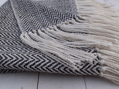 Manta de lana de llama tejida en telar motivo espigado en internet
