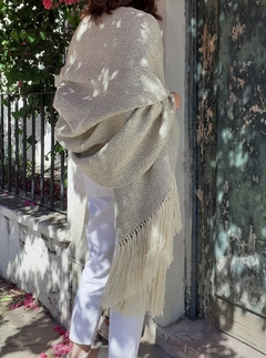 Manta de lana de llama tejida en telar motivo espigado 200x100 cm - comprar online