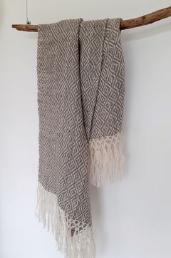 Manta de lana de llama tejida en telar motivo ojo de perdiz - comprar online