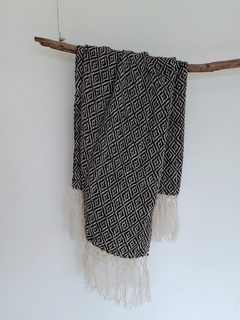 Manta de lana de llama tejida en telar motivo ojo de perdiz en internet