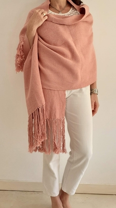 Pashmina de algodón tejida en telar color rosa - comprar online