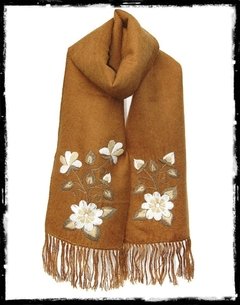 Bufanda de alpaca beige y camel - comprar online