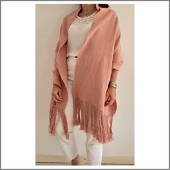 Pashmina de algodón tejida en telar color rosa