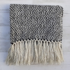 Pashmina de lana de llama tejida en telar motivo ojo de perdiz - comprar online