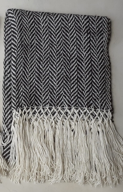 PRE VENTA Manta de lana de llama tejida en telar motivo espigado 200x100 cm terminación mallado en internet