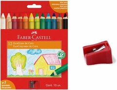 Eco giz de cera 12 cores c/ apontador - Faber Castell