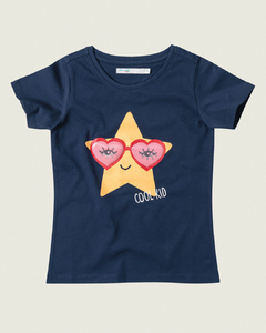 BLUSA ESTAMPADA COM APLIQUE MALWEE KIDS AZUL