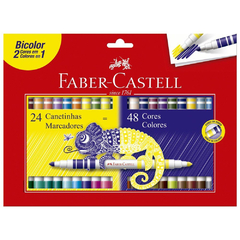 Canetinha Hidrogafica 48 Cores Bicolor 24 Canetas Faber Castell - Faber-Castell