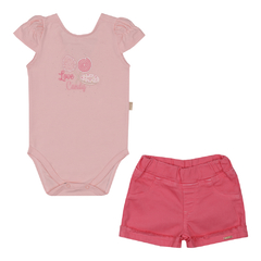 Conjunto Bebê Body e Short Goiaba 12391 - Paraíso