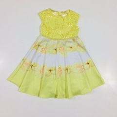 Vestido Infantil Amarelo Com Renda - Ninali