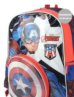 Mochila Escolar Capitão América Marvel com Escudo - Luxcel na internet