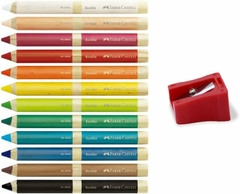 Eco giz de cera 12 cores c/ apontador - Faber Castell - comprar online