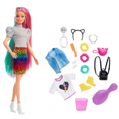 Boneca Barbie Cabelo Arco Iris Leopardo - comprar online