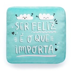 Almofada com bolso Ser feliz é o que importa - Ludi