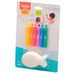 Risque E Apague Para Azulejos Brinquedo De Banho Com 6 Lápis E Esponja - Buba