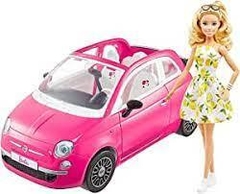 Boneca Barbie com Veículo Fiat Rosa - comprar online