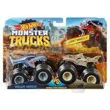 Hot Wheels Monster Trucks c/ 02 Monster Leopard Shark vs Mega Rex - Mattel