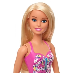 Boneca Barbie Praia Loira Maiô Rosa Floral GHW37 - Mattel - comprar online