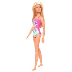 Boneca Barbie Praia Loira Maiô Rosa Floral GHW37 - Mattel - DecorToys Presentes & Brinquedos