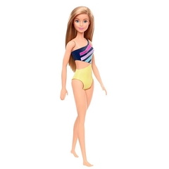 Boneca Barbie Praia Loira Maiô Amarelo GHW41 - Mattel