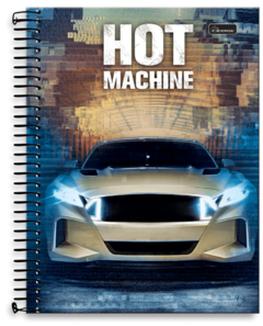 Caderno Espiral Hot Machine 96 folhas - DecorToys Presentes & Brinquedos