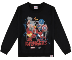 Blusão Moletom Marvel Avengers Preto - Malwee