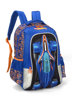 Mochila Escolar Hot Wheels 3D Laranja - Luxcel