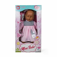 Boneca Meu Bebê negra - Vestido Xadrez e Rosa - comprar online