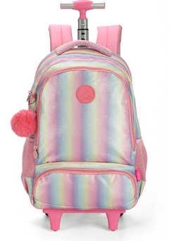 Mochila com Rodinhas Barbie Rosa Glow Arco-Íris - Luxcel