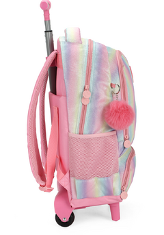 Imagem do Mochila com Rodinhas Barbie Rosa Glow Arco-Íris - Luxcel