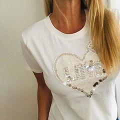 Remera Importada con Lentejuelas Corazon Love PREMIUMFK