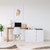 Diseño moderno de escritorio con tapa en madera paraíso y cajonera laqueada blanca | Belgrano Home