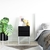 Mesa de luz industrial minimalista, laqueado negro con estructura de hierro color blanco | Belgrano Home