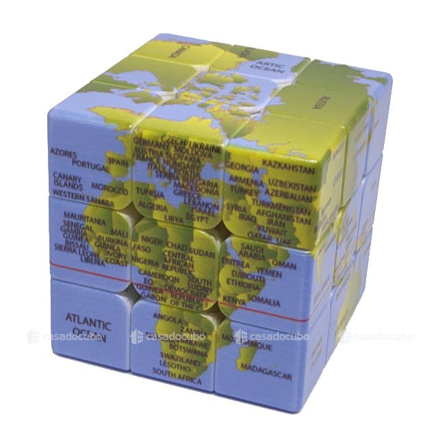 Cubo Mágico 4x4x4 Warina Geográfia Mapa Do Mundo Bandeiras