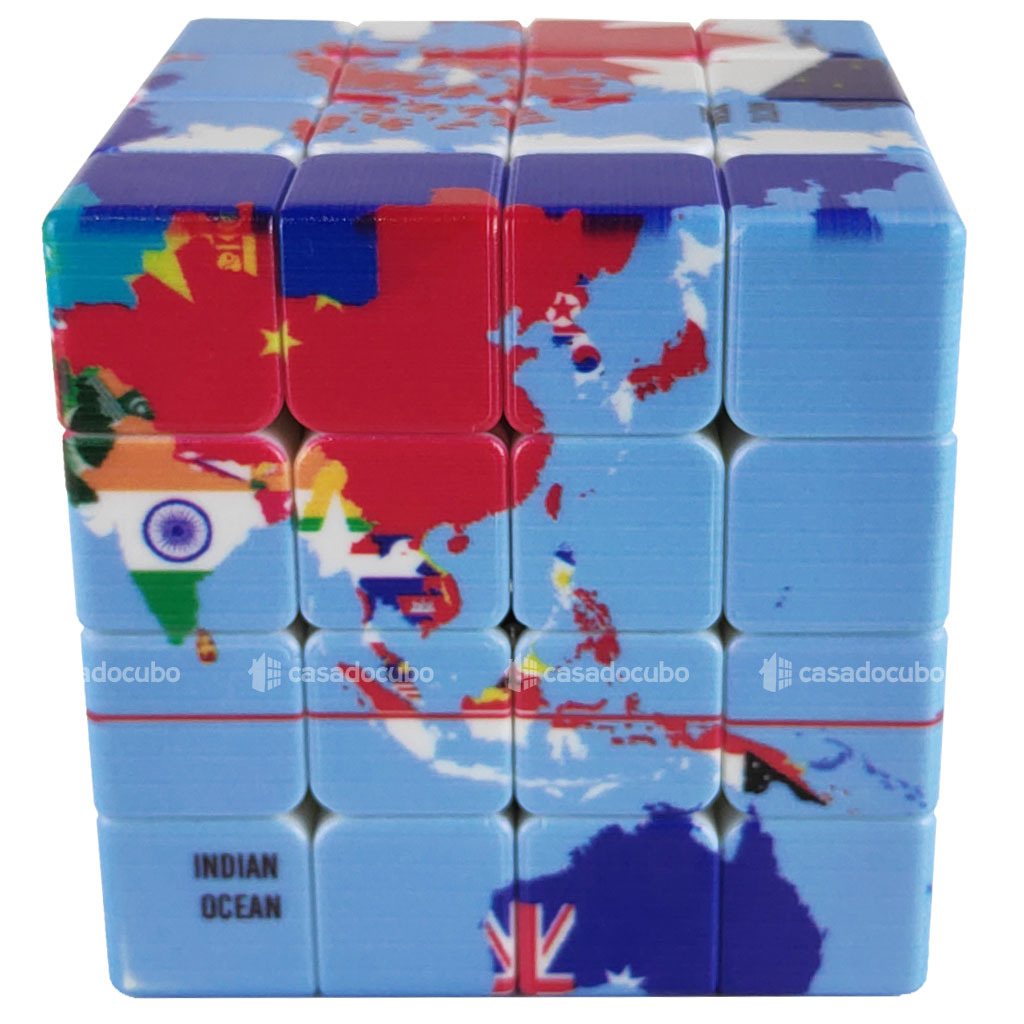 Cubo Mágico 4x4x4 Warina Geográfia Mapa Do Mundo Bandeiras