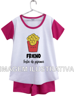 Kit 12 Pijamas Curtos Infantil Personalizados Festa do Pijama na internet