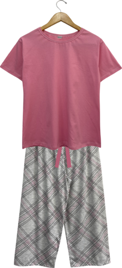 Pijama Feminino Capri Xadrez Rosa